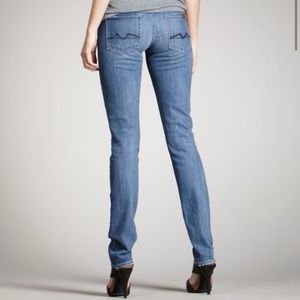 7 For All Mankind Women's Roxanne Straight/Skinny Leg Jeans in Light Wash